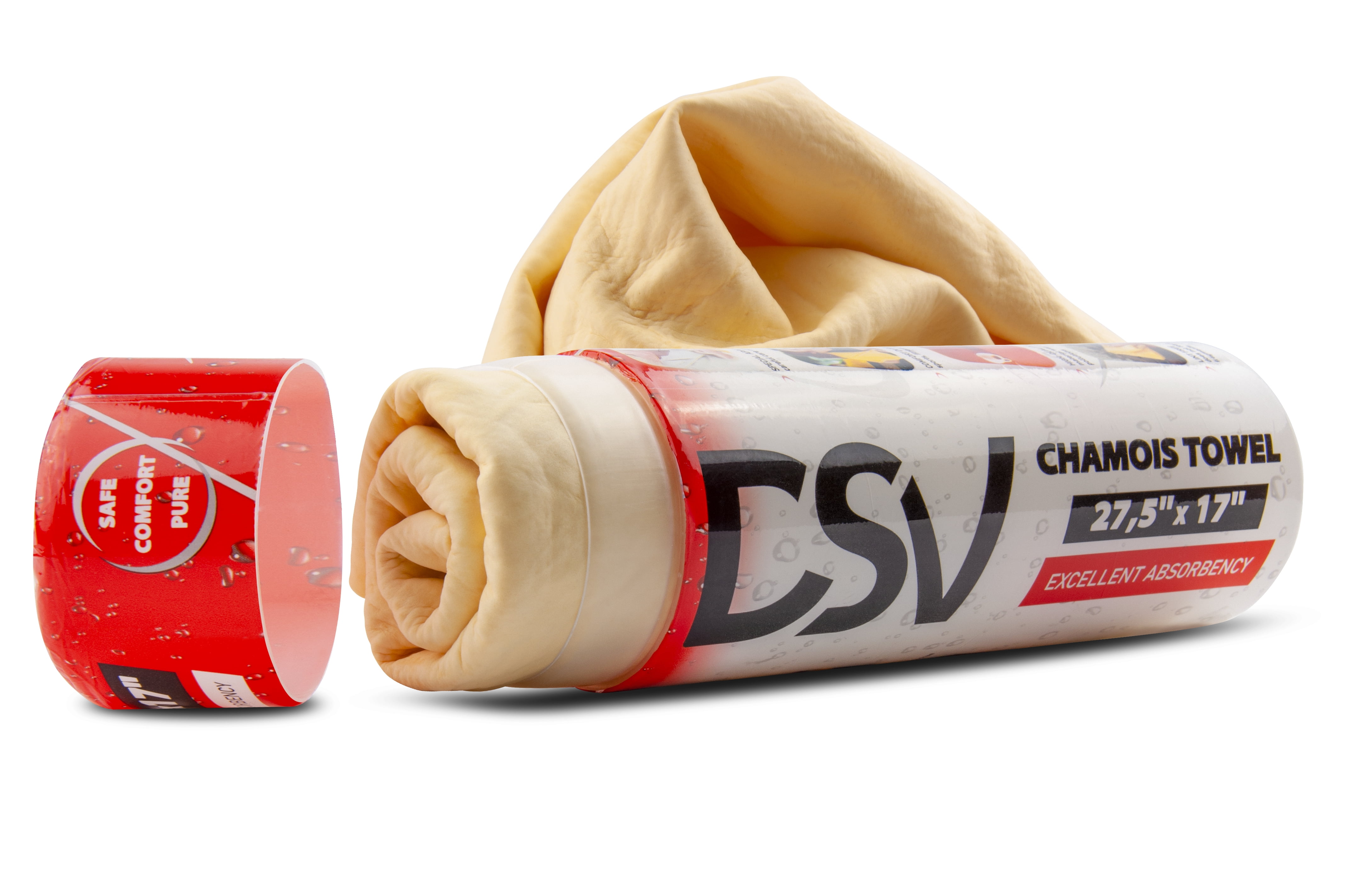 DSV Standard Premium Car Drying Towel - Chamois Cloth - Absorbent & Lint-Free 27.5"x17", 1 Pack