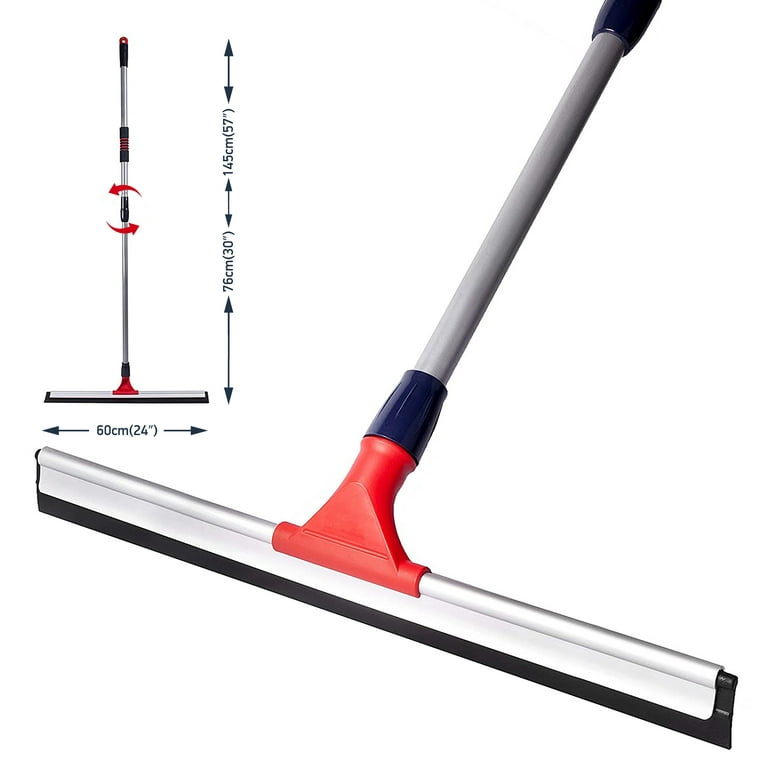 DSV Standard Professional Stainless Aluminum Floor Squeegee | 30 57 | Silicone Rubber Head 23.6, Size: 30'' - 57'', Red