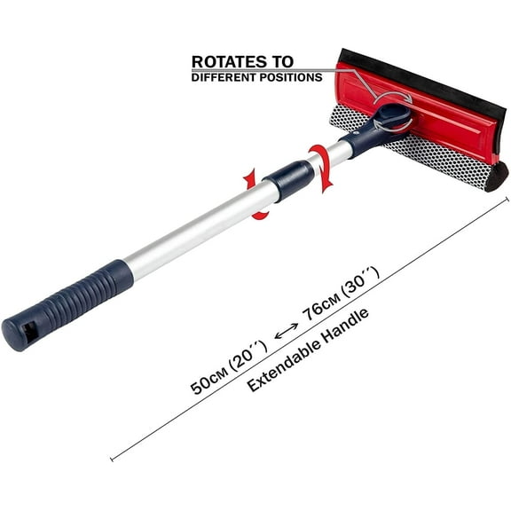 DSV Standard Window Squeegee | Sponge and Soft Rubber Strip With Telescopic Pole 20"-30"(50cm-76cm)