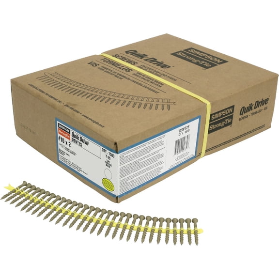 Simpson Strong-Tie Quik Drive DSV Exterior Wood Screw - Collated, 1500 Pieces Construction & DIY Use, Standard Hardware Spec