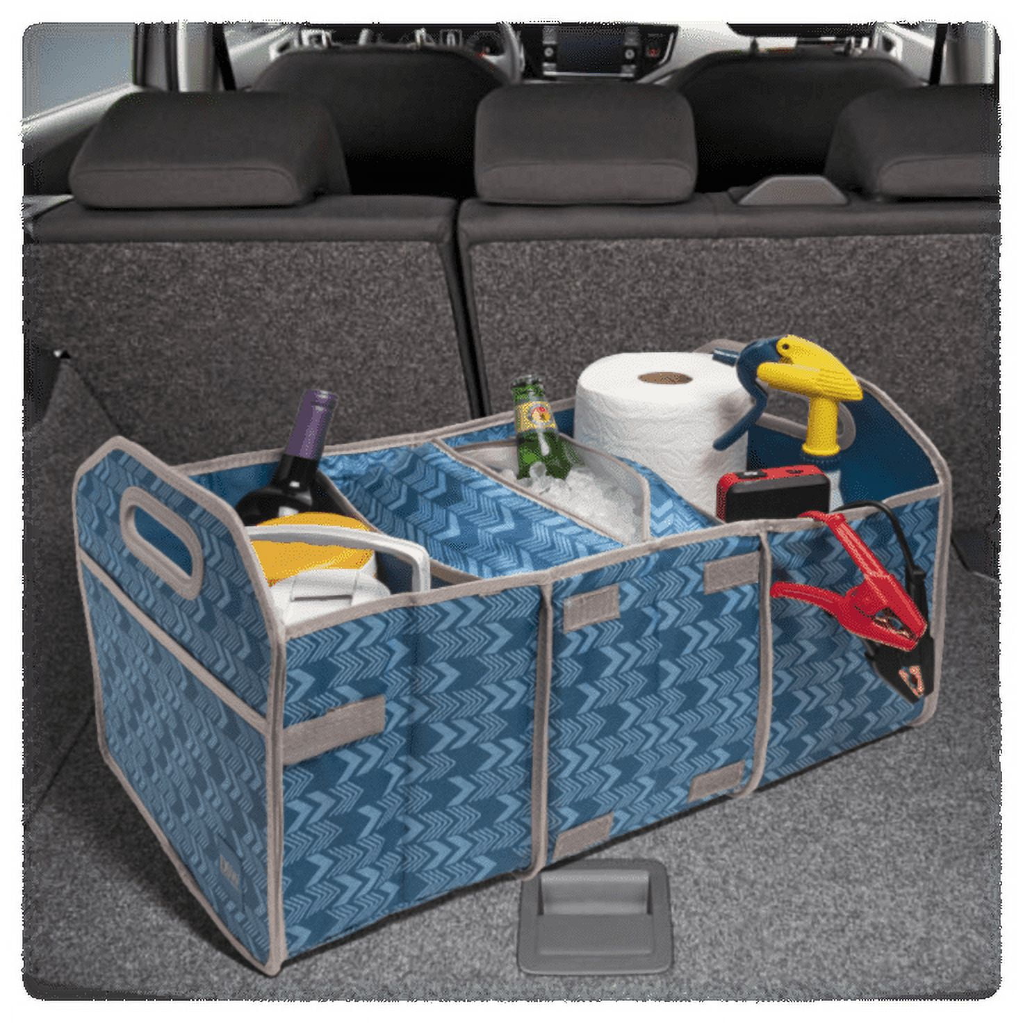 DSW 3 Section/Compartments Trunk Organizer Storage Box with Insulated  Cooler Bag Folding Collapsible Car Holder 