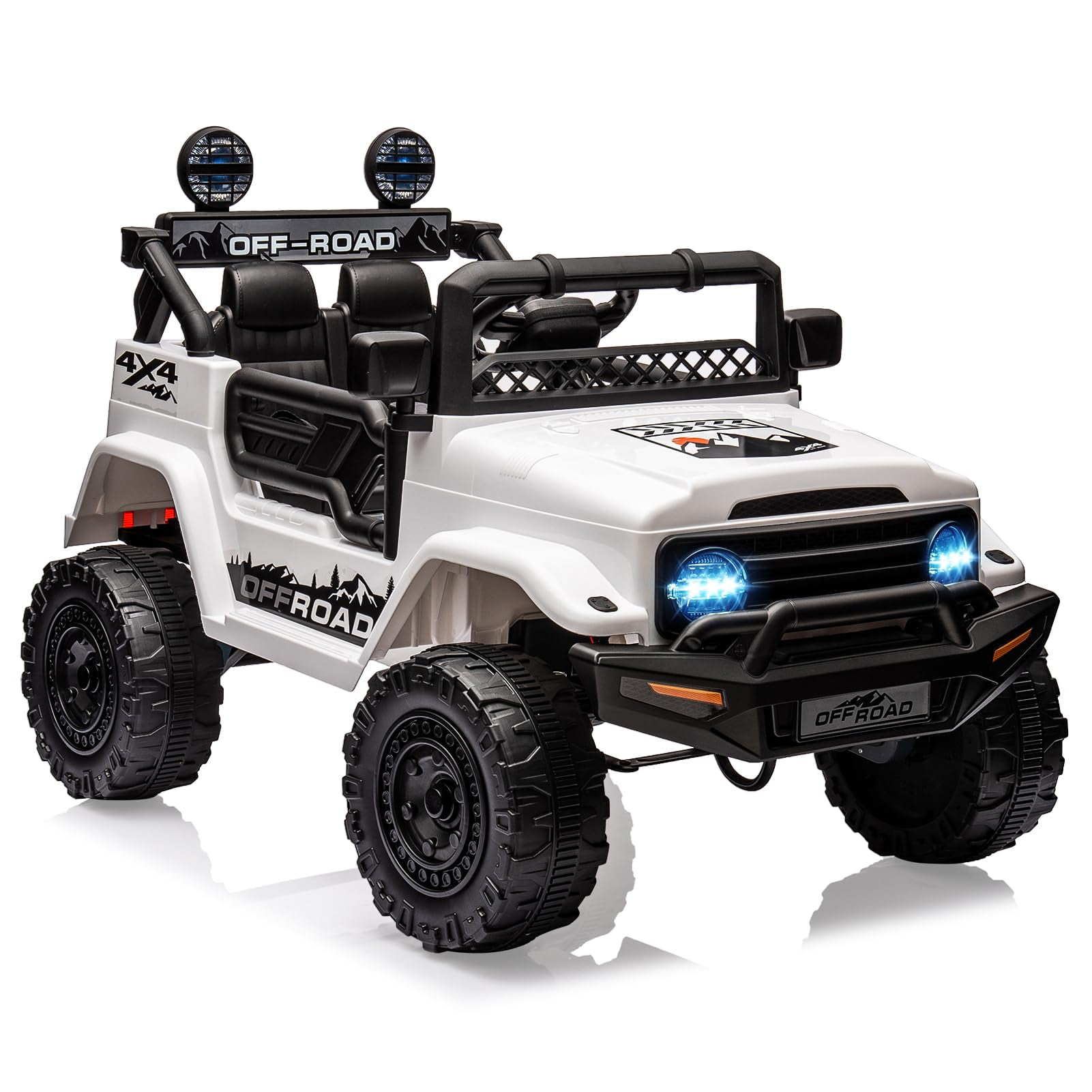 12V White Off-Road Kids Electric Ride-On Truck with Remote Control