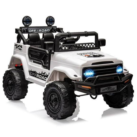 DSstyles 12 V Powered Ride-On Toy Truck Car with Remote Control, LED Lights and Spring Suspension