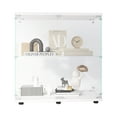thumbnail image 1 of DSstyles 2-Tier Glass Display Cabinet Large Capacity Floor Standing Glass Curio Bookshelf For Living Room Bedroom Office (35.35 x 31.69 "x 14.37 Ft), 1 of 9