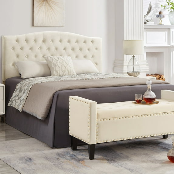 DSstyles 2024 New 48"L Velvet Storage Bench, End Of Bed Upholstered Tufted Button Storage Bench With Nails Trim, Storage Velvet Rectangular Bed Bench For Bedroom, Living Room