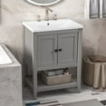 thumbnail image 1 of DSstyles 24" Bathroom Vanity with Ceramic Sink Bathroom Storage Cabinet with Open Shelf Free Standing Single Basin Vanity Set for Bathroom, 1 of 9
