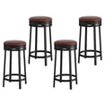 thumbnail image 1 of DSstyles 24'' Swivel Bar Stools with Footrest, Modern Counter Height Barstools with Pu Leather Upholstered and Metal Frame, Backless Round Bar Stools for Kitchen Island, Black/Brown, 1 of 7