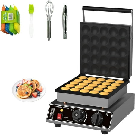 DSstyles 25 PCS Mini Pancakes Maker Machine,110V Mini Dutch Pancake Maker, 1750W Commercial Electric Nonstick Waffle Maker Machine for Home and Restaurants