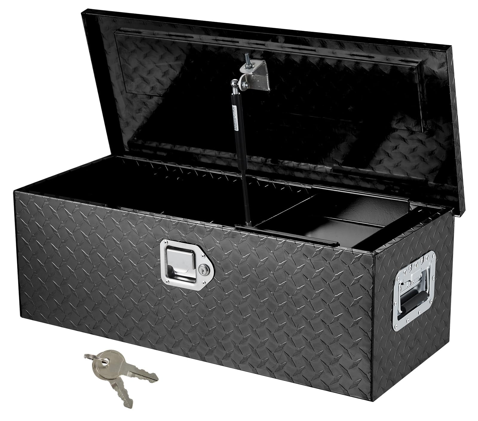 DSstyles 30 Inch Aluminum Truck Tool Box, Truck Bed Storage Box with Security Lock and Wider Handles, Heavy Duty Waterproof Tool Box Organizer Chest for Pick Up Truck Rv Trailer - Black