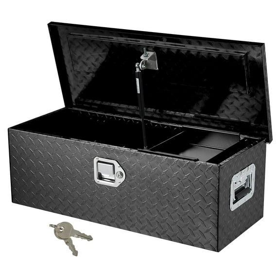 DSstyles 30 Inch Aluminum Truck Tool Box, Truck Bed Storage Box with Security Lock and Wider Handles, Heavy Duty Waterproof Tool Box Organizer Chest for Pick Up Truck Rv Trailer - Black