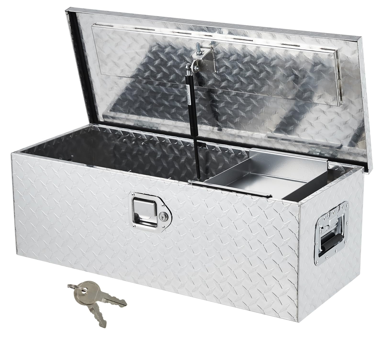 DSstyles 30 Inch Aluminum Truck Tool Box, Truck Bed Storage Box with Security Lock and Wider Handles, Heavy Duty Waterproof Tool Box Organizer Chest for Pick Up Truck Rv Trailer - Silver