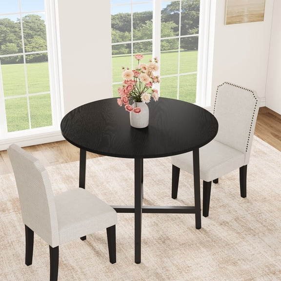 DSstyles 31.5-Inch Industrial Style Metal Round Dining Table - Safe Rounded Corners. Thickened Legs with X-Structure. Rock- Stability. Modern Elegance