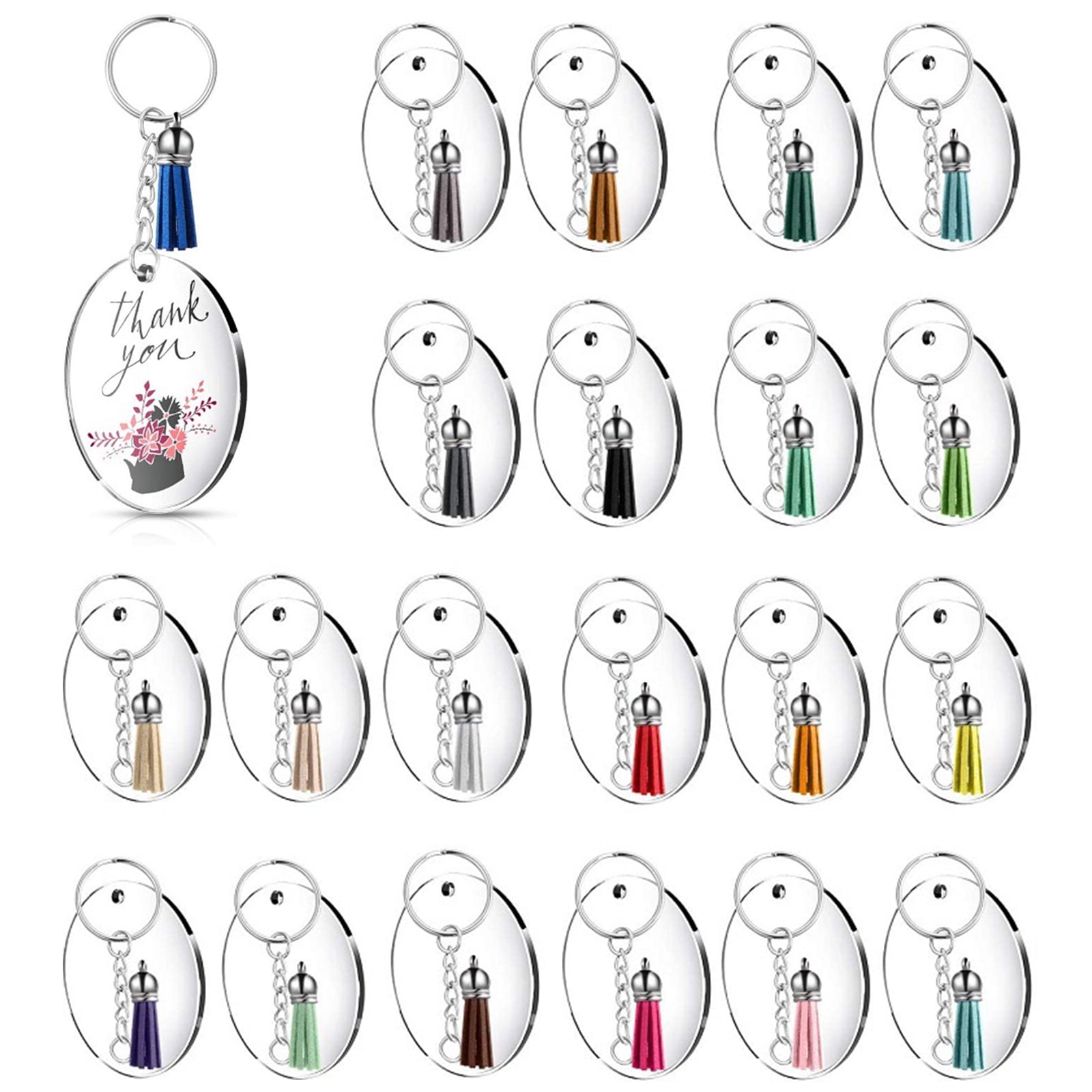 DSstyles 36Pcs Sublimation Key Chains,Blank Acrylic Keychains with