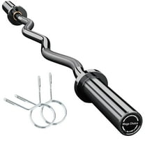 DSstyles 47" Olym/pic EZ Curl Barbell Bar, 500lb Capacity EZ Curl Bar for Weight Lifting, Biceps, triceps, Back/Leg Muscle Group exercise,Chrome Curling Bar Fit 2” Standard Weights - 2 Spring Collars