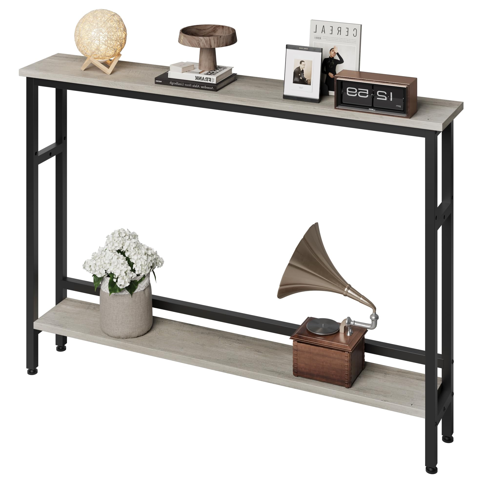 DSstyles 5.9" Narrow Sofa Table, 2 Tier Skinny Console Table with
