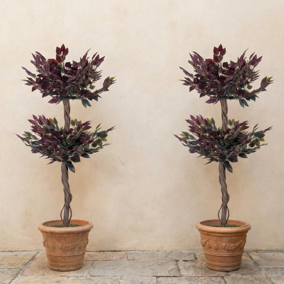 DSstyles 5 FT Artificial Ficus Tree Set of 2, Faux Tree with Realistic Leaves and Trunks for Home and Office Decor Indoor and Outdoor Use