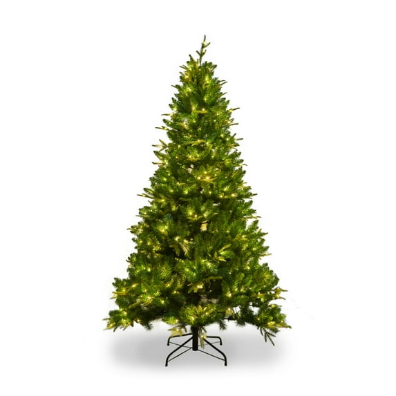 DSstyles 6 Ft Prelit Artificial Christmas Tree with 260 LED Warm White Light 1079 Branch Tips Hinged Xmas Tree Indoor Outdoor Decor