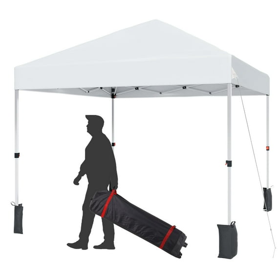 DSstyles 10 * 10FT Instant Pop Up Canopy Tent for One Person Setup,Pop Up Commercial Canopy Tent,Outdoor Easy Up Tent w/1-Button Push,Wheeled Bag,4 Sandbags,Bonus 8 Stakes and 4 Ropes