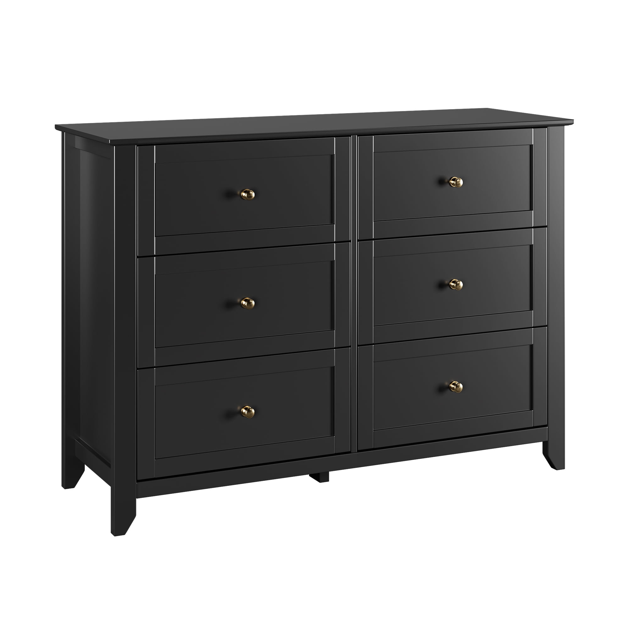 DSstyles Dresser with 6 Drawers, Modern Dresser with Deep Drawers and  Nickel Round Handle, Wood Organizer Storage Cabinet, Dressers for Bedroom,  Living Room, Hallway, Black/White/Grey - Walmart.com