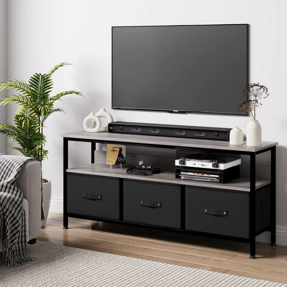 DSstyles Dresser TV Stand 55 Inch Entertainment Center with Storage TV Stand for Bedroom Small TV Stand Dresser with Drawers and Shelves, TV & Media Console Table Furniture for Living Room, Black
