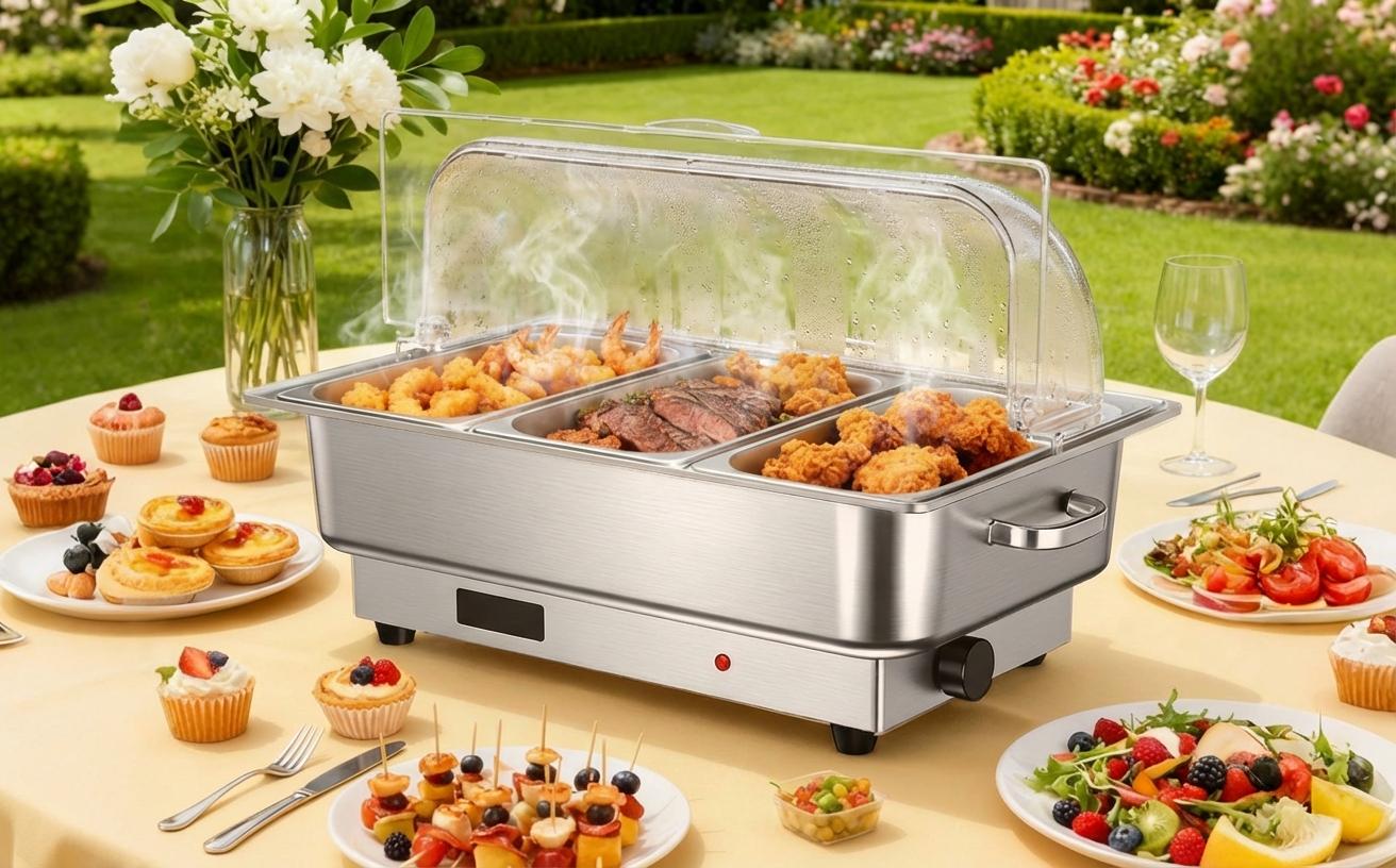 DSstyles Electric Chafing Dish Buffet Set, 9QT Stainless Steel Food ...