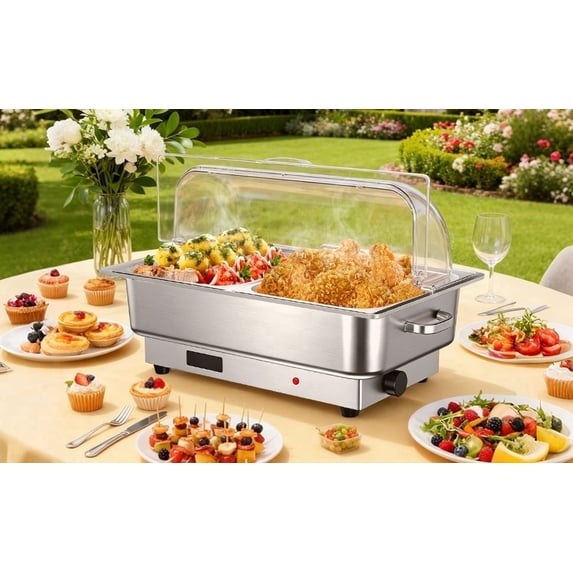 DSstyles Electric Chafing Dish Buffet Set, 9QT Stainless Steel Food ...