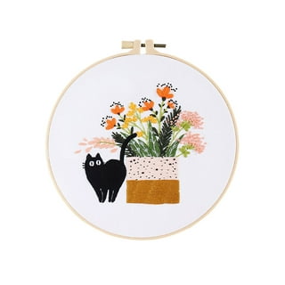 Stibadium Embroidery Kit for Beginners Halloween Cross Stitch Cute Cat  Potted Plant Full Range DIY Needlepoint Kit for Adults 