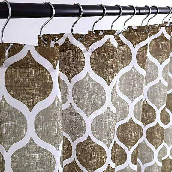 DSstyles Fabric Shower Curtain, Moroccan Geometric Design Shower Curtain for Bathroom Heavy Textured Fabric Bath Curtain