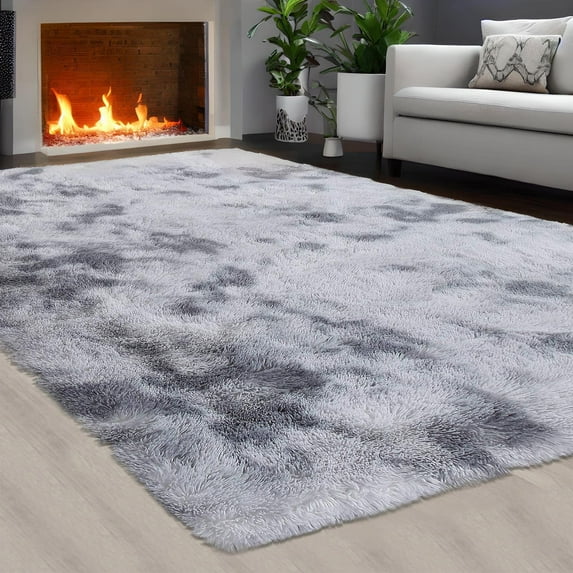 DSstyles Fluffy Area Rugs for Living Room, Soft and Thick Faux Tie Dye Area Rug Indoor Shag Rug Home Decor Nursery Rug Carpets for Bedroom