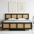 thumbnail image 1 of DSstyles King Size Bed Frame with Rattan Headboard and Footboard, Black Rattan Platform Bed Frame, Mattress Foundation, Noise-Free, No Box Spring Needed, Easy Assembly, 1 of 7