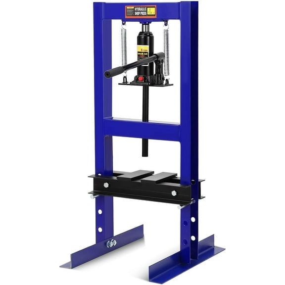 DSstyles Hydraulic Press, 6 Ton H-Frame Adjustable Hydraulic Shop Press with 2 Press Plates, Blue