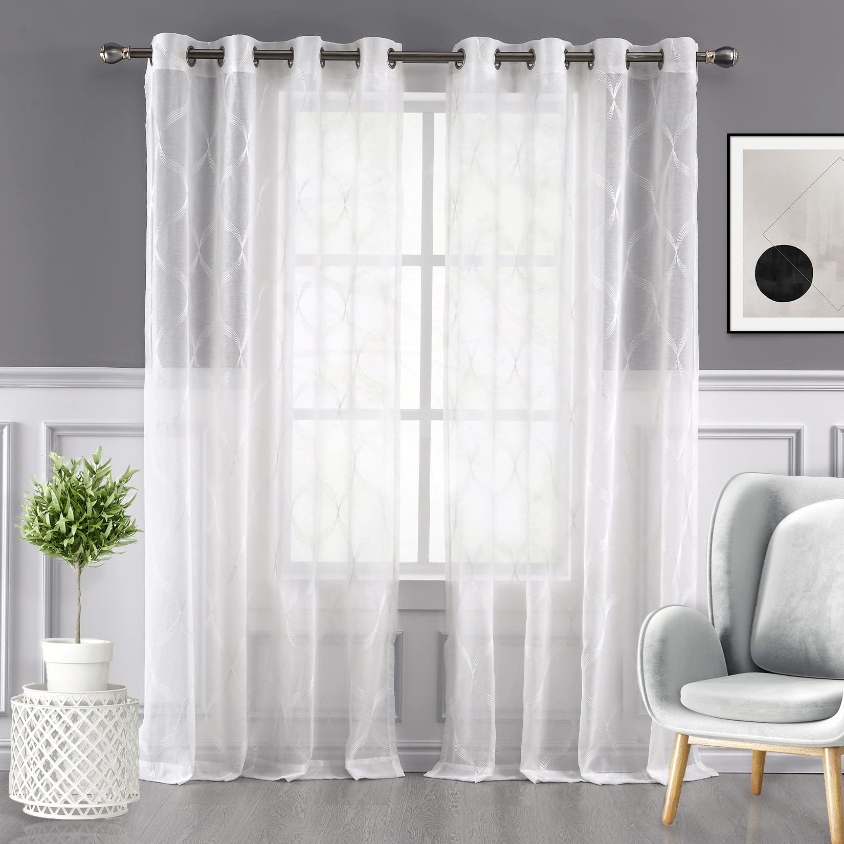 DSstyles Linen Sheer Curtains for Living Room, Voile Window