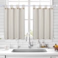 thumbnail image 1 of DSstyles Linen Striped Tier Curtains with Solid Button Small Valance Rod Pocket Tailored One Panel Kitchen Curtain Cafe Curtain for Living Room, Bathroom, Kitchen, 1 of 8