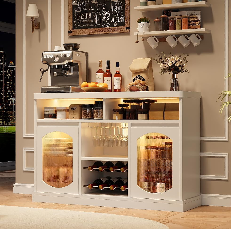 Homfa Modern Bar Cabinet, Glass Holders, Sideboard with 2 Homfa Modern Bar Cabinet, Glass Holders, Sideboard with 2