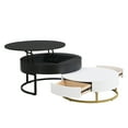 thumbnail image 1 of DSstyles Modern Round Nesting Coffee Tables Lift-top Flexibility Adjustable Table with 2 Drawers Large Storage Furniture, 1 of 9