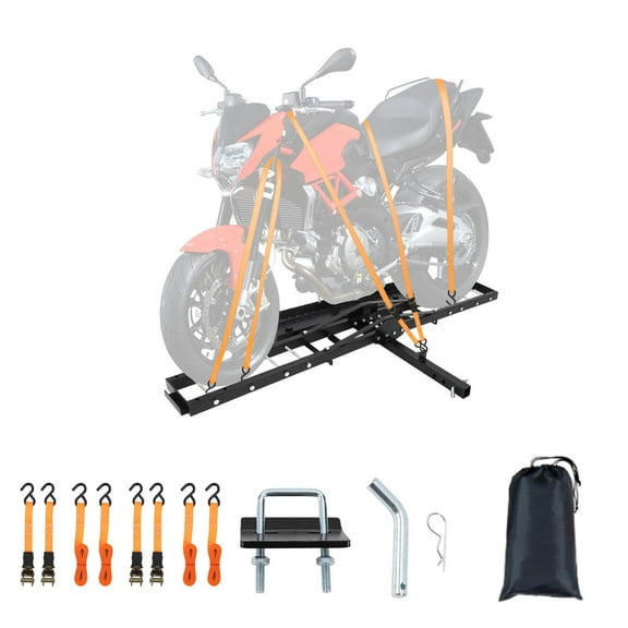DSstyles Motorcycle Hitch Carrier with Ramp 500LBS,Heavy Duty Steel Dirt Bike Hauler,Motorcycle Rack for Bicycle,Dirt Bike,Hitch Receiver for Tires Up to 5.5" W,2" Receiver