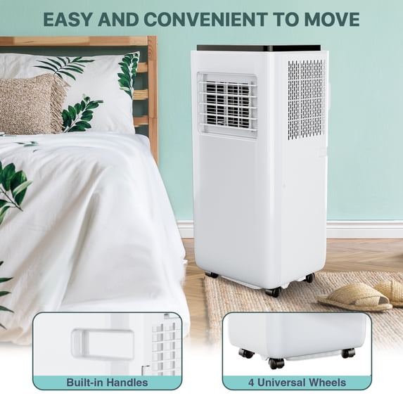 DSstyles Powerful 10,000 BTU Portable Air Conditioner – 3-in-1 Cooling, Fan & Dehumidifier – Remote Control, Quiet, 24H Timer, Window Kit – Cools Up to 450 sq ft – Dark Top Cover