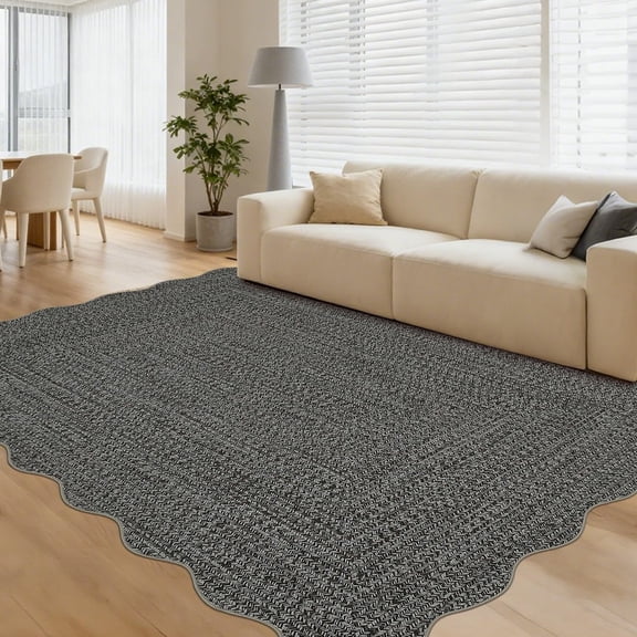DSstyles Printed Rug Large Washable Rug 9x12ft Non-Slip Rugs for Living Room, Natural Bordered Carpet, Stain Resistant Thin Foldable Floor Cover Bedroom for Nursery Dining Room