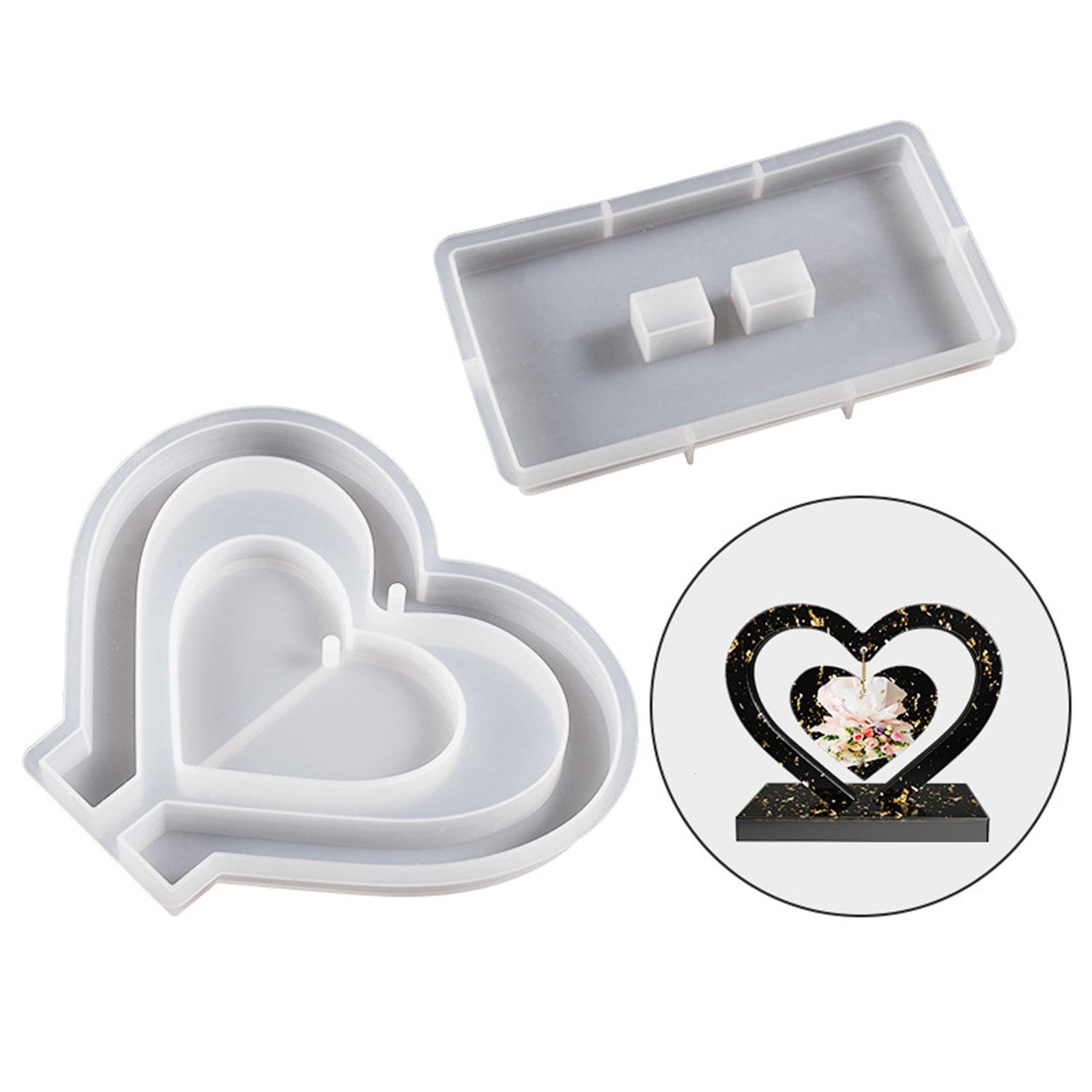 DSstyles Resin Photo Frame Molds Heart Shape Silicone Epoxy Molds for ...
