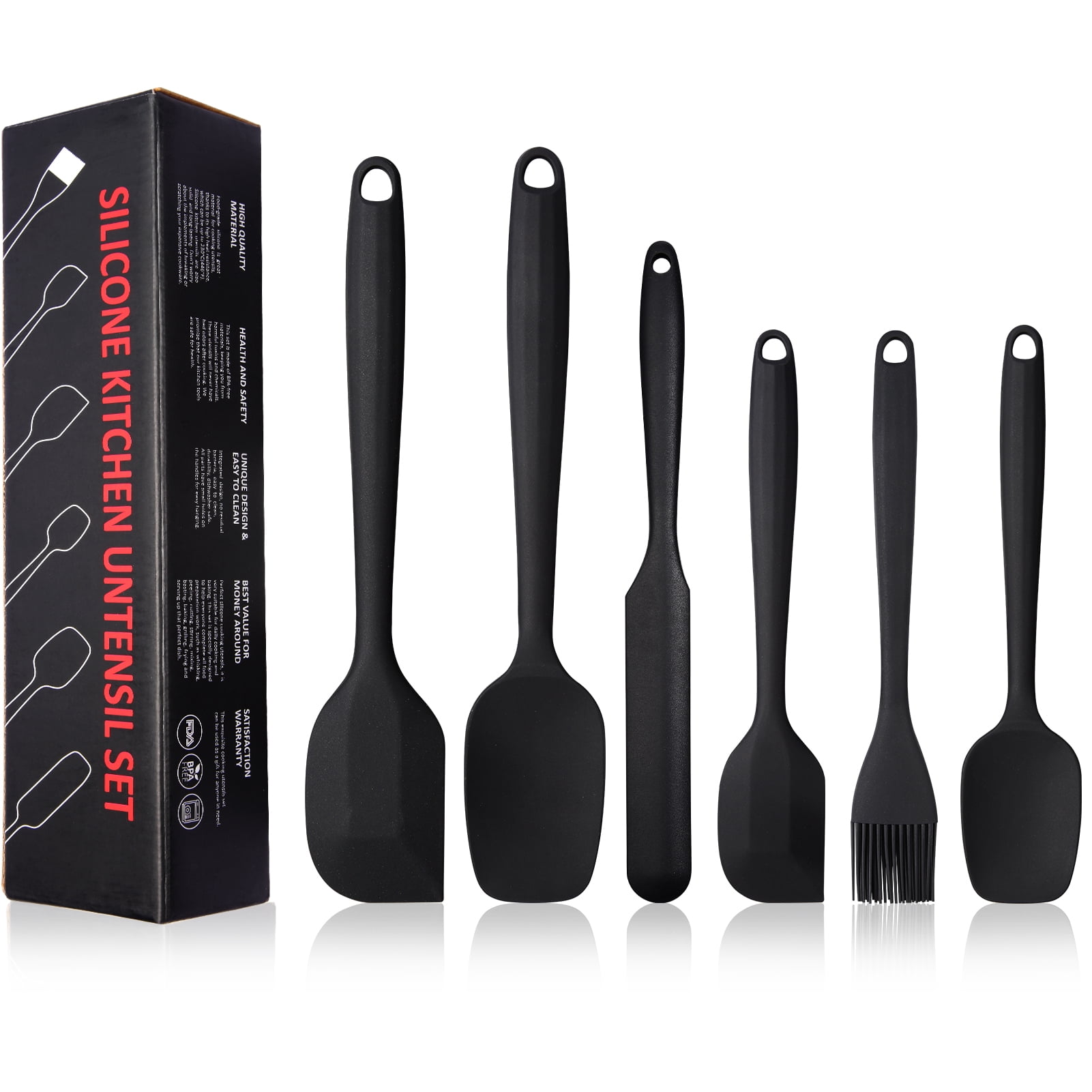DSstyles Silicone Spatula Set, 6 Pcs Utensil Set for Cooking