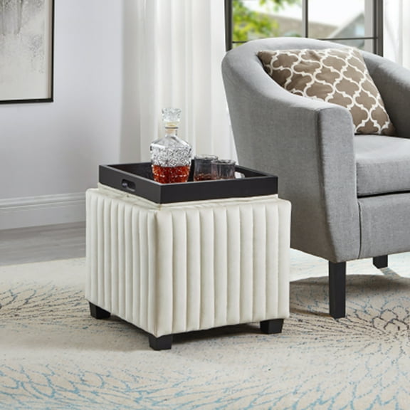 DSstyles Storage Bench For Living Room Bedroom End Of Bed Bench With Thicker Seat 35inch Linen Fabric Upholstered Bed Bench