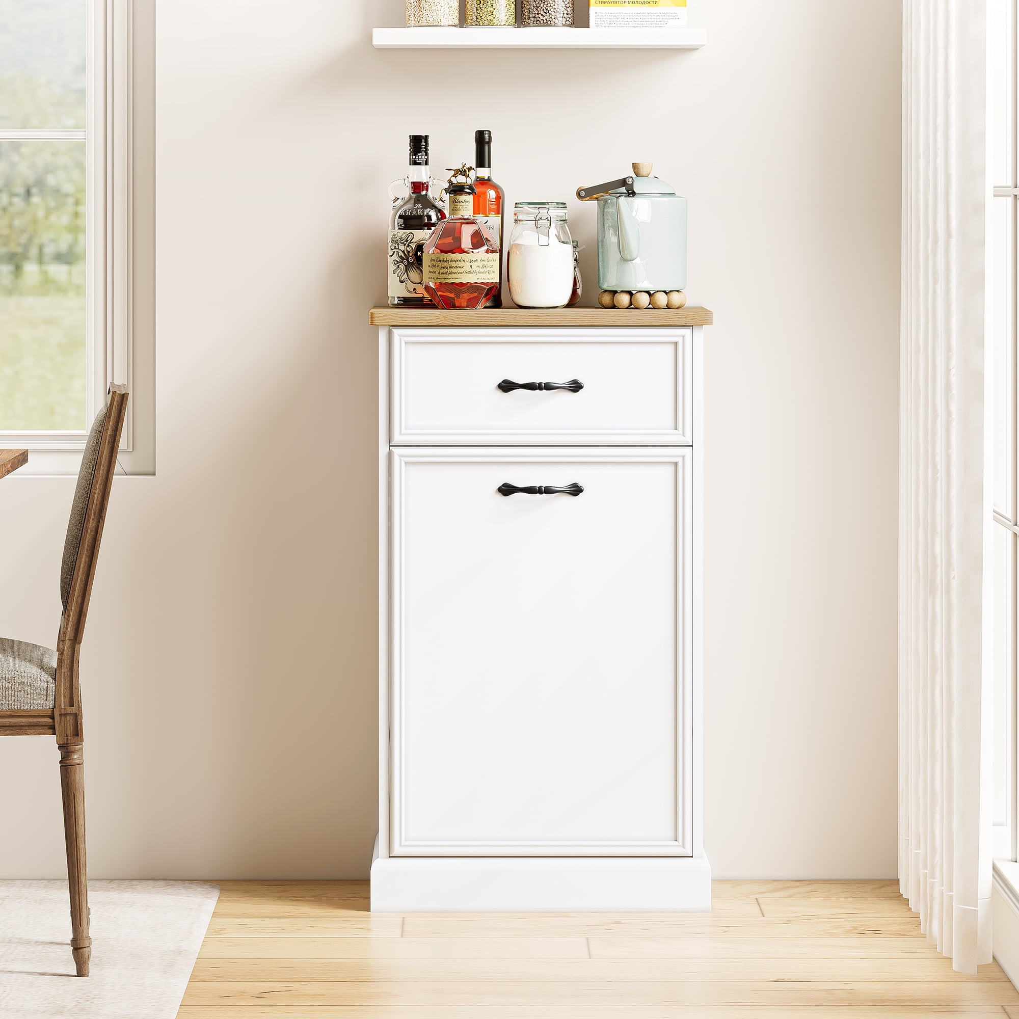 Tilt Kitchen DSstyles Wooden Tilt Out Kitchen Trash Cabinet, Free Standing with ...