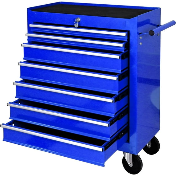 DSstyles Tool Chests, 7-Drawer Rolling Tool Storage Cabinet with Detachable Tray, Multi-Functional Handles, Adjustable Shelves, Secure Locking System, Heavy-Duty Wheels, Ideal for Garage, Workshop