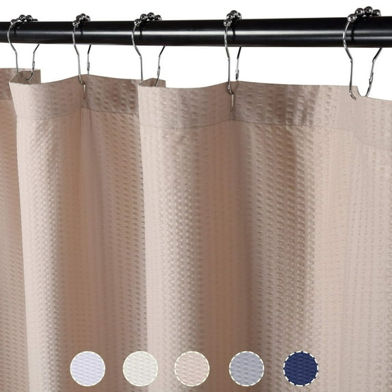 DSstyles Water Repellent Soft Microfiber Fabric Shower Curtain or Liner for Bathroom, Decorative Embossed Pattern