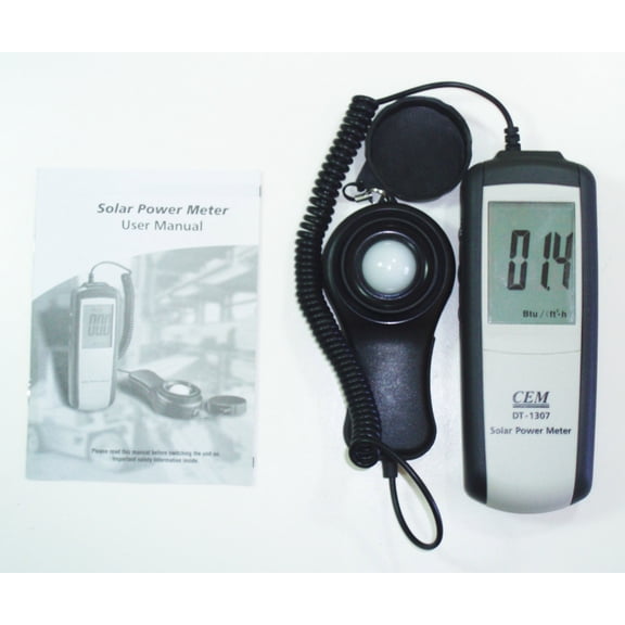 DT-1307 Sun Power Solar Energy Sunlight BTU Watt per sq. Meter Digital Meter NEW