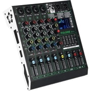 DT-4 Professional 4 Channe Audio Mixer,DJ Controller Sound Board Mixing with 99 DSP Effects,5-Band EQ/4 XLR interfaces and USB for Live Streaming & Recording,48V Phantom Power & Vocal Removal