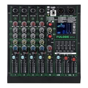 DT-4 Professional 4 Channe Audio Mixer DJ Controller Sound Board Mixing with 99 DSP Effects,5-Band EQ/4 XLR interfaces and USB for Live Streaming & Recording 48V Phantom Power & Vocal Removal