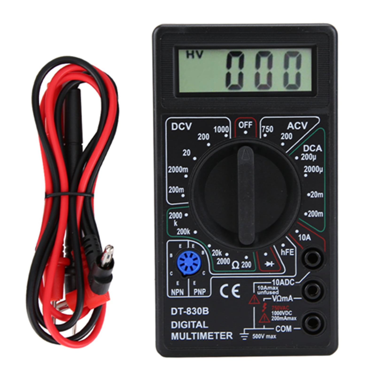 DT-830B Multifunctional Portable LCD Digital Multimeter Amp Volt Ohm ...