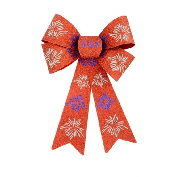 DT Patriotic Decor - Fireworks PVC Red Glitter Wreath Bow