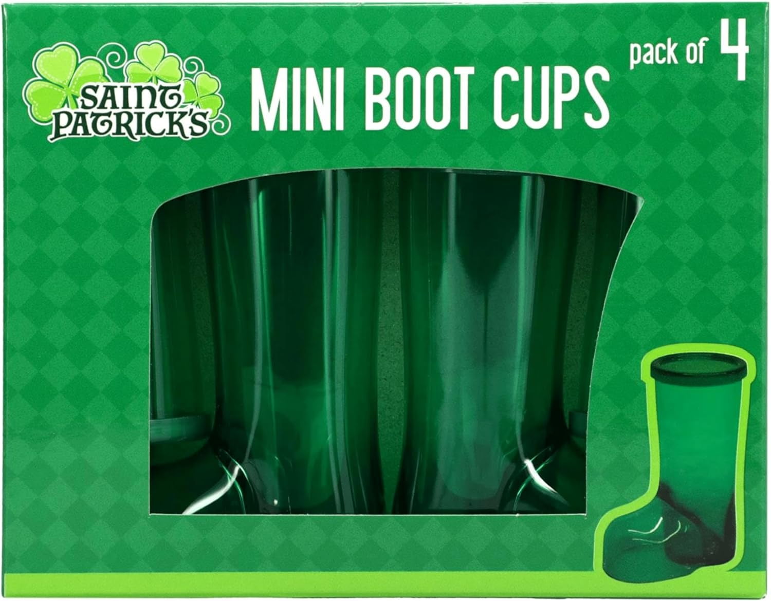 DT Saint Patrick's Supply - Green Plastic Leprechaun Boots Shot Glass Container 3 Sets (12pc)
